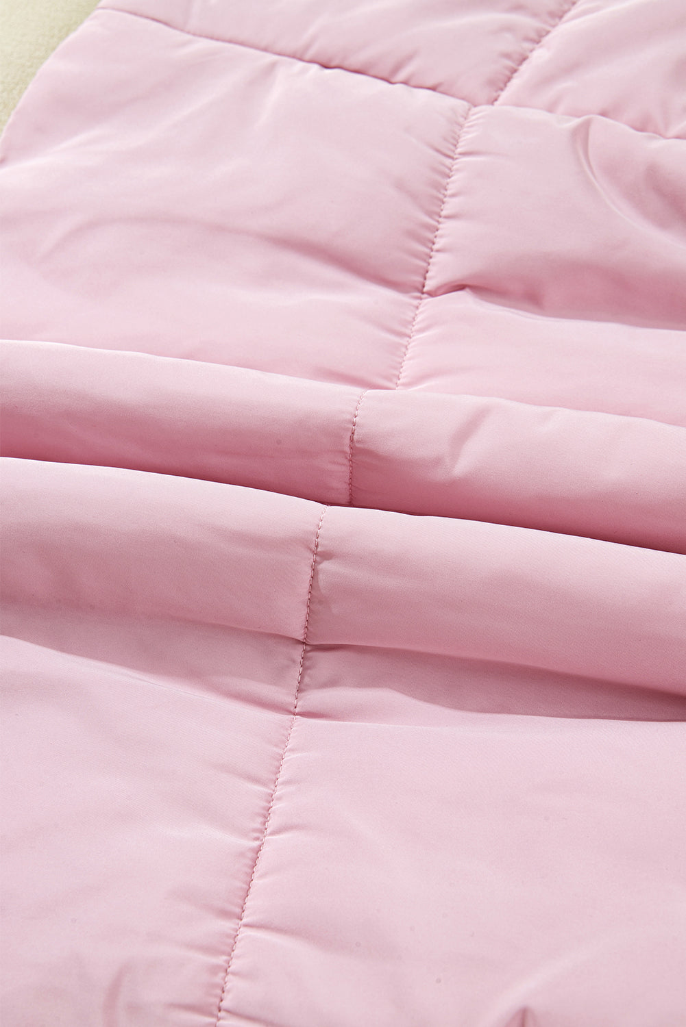 Pink Stand Neck Flutter Sleeve Snap Button Puffer Vest