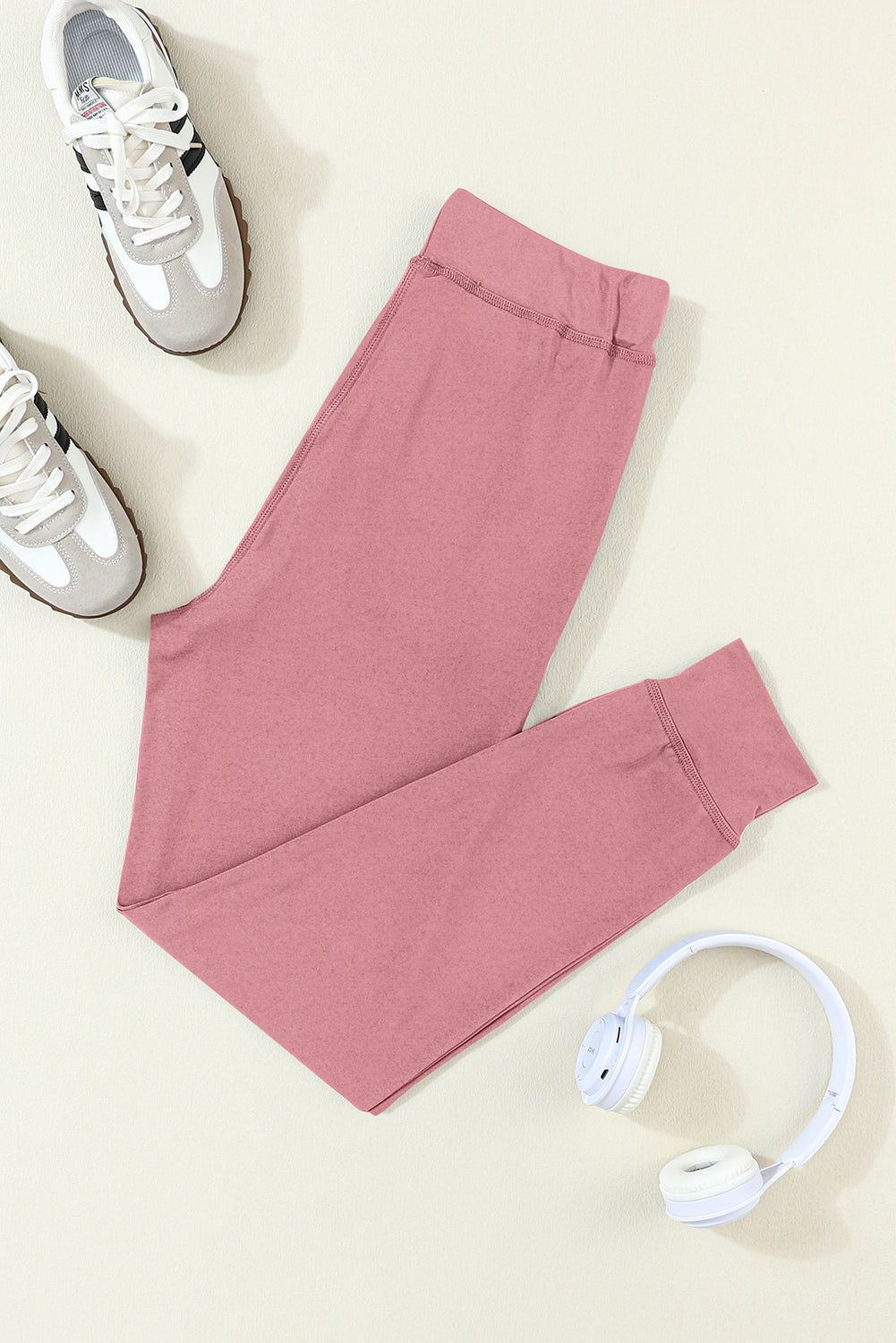 Dark Brown Drawstring Elastic Waistband Pocketed Joggers