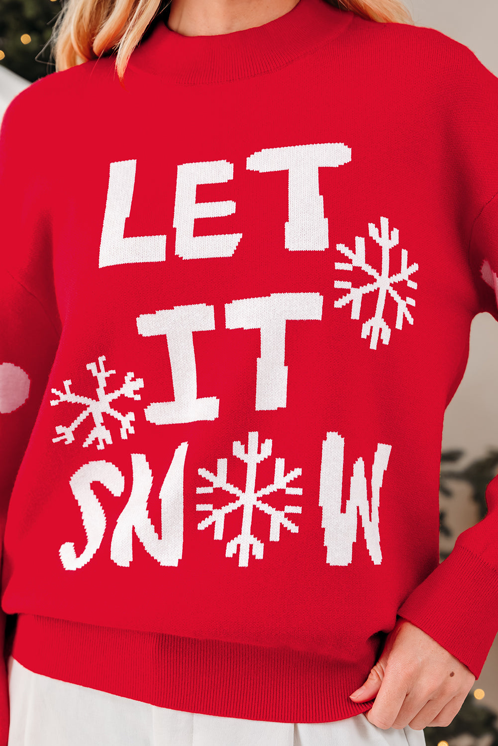 Red Dahlia LET IT SNOW Graphic Christmas Holiday Loose Sweater