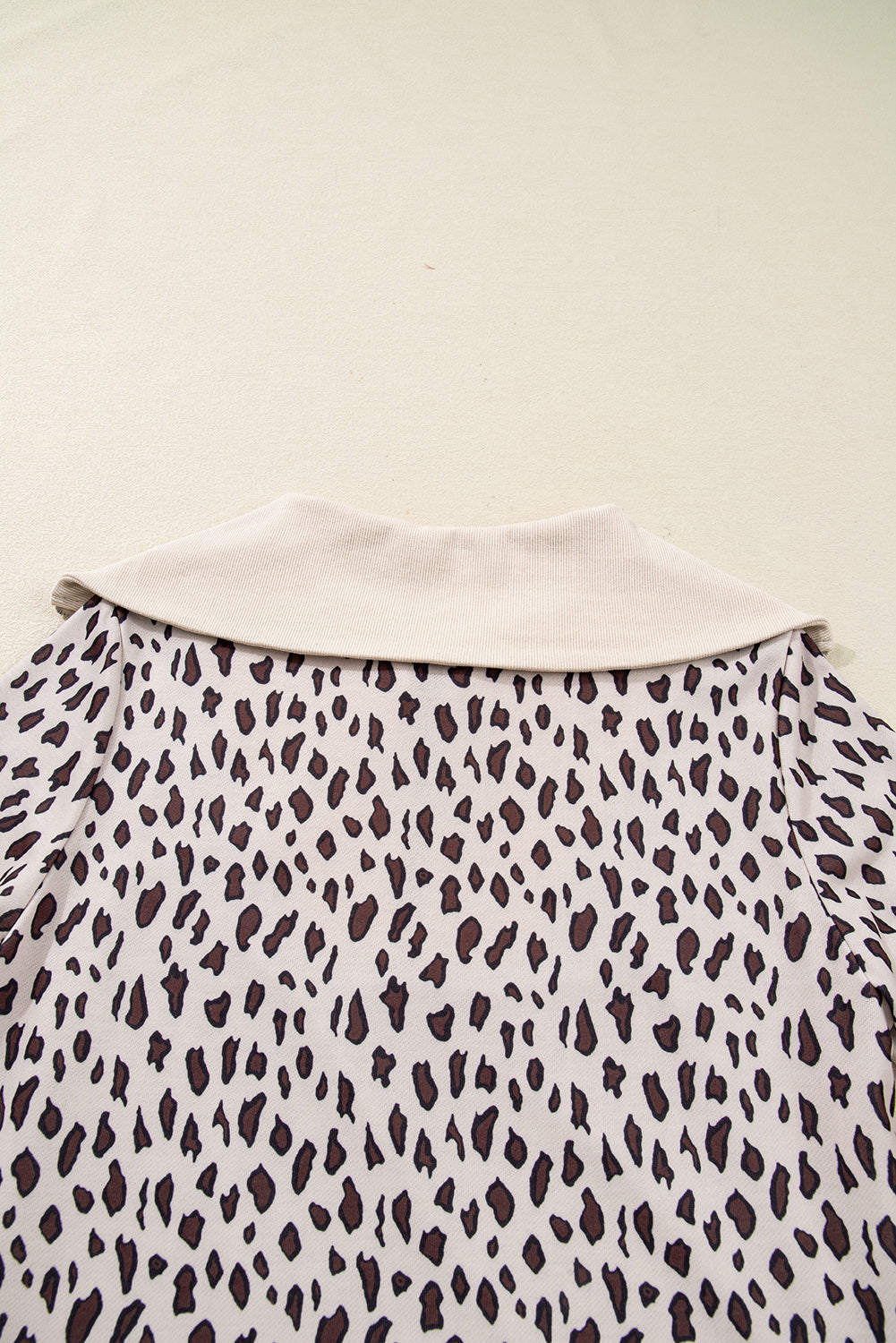 Khaki Leopard Print Zip up Collar Patchwork Shift Mini Dress