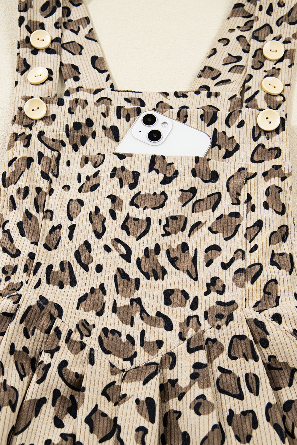 Brown Leopard Bib Wide Leg Jumpsuit