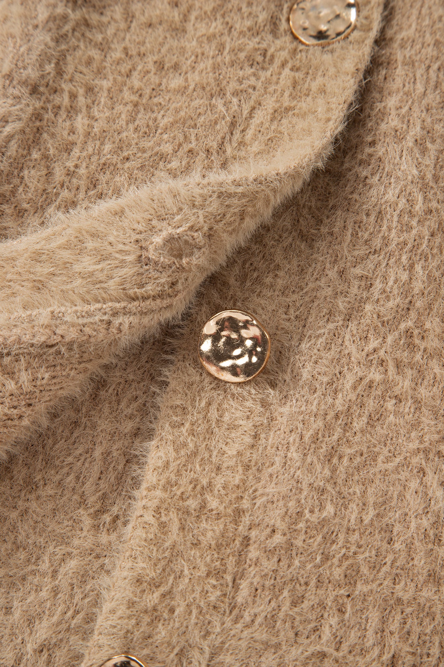 White Fuzzy Buttoned Front Midi Solid Cardigan