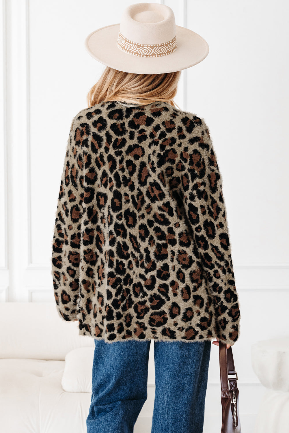 Brown Leopard Open Casual Cardigan